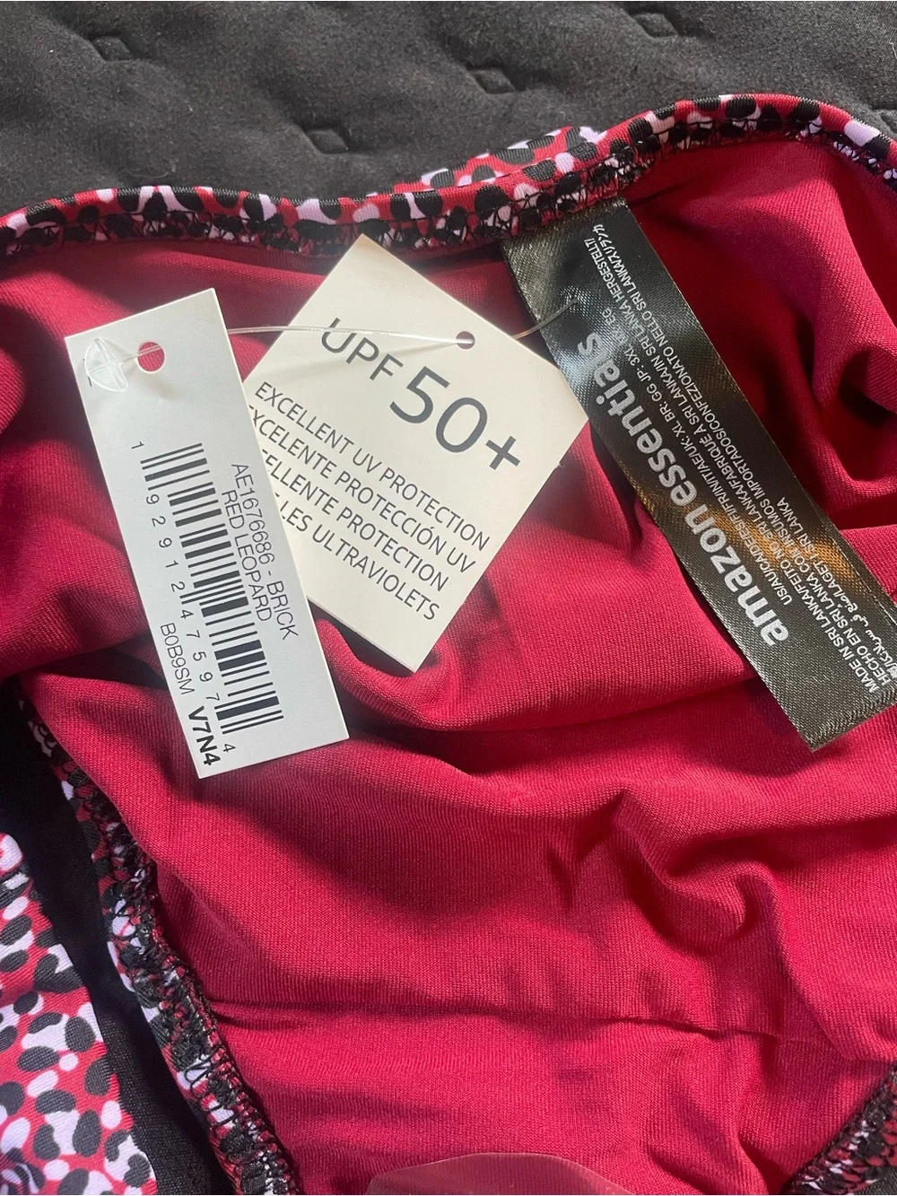 Amazon Essentials Red and Black Leopard-Print Bikini Bottoms XL